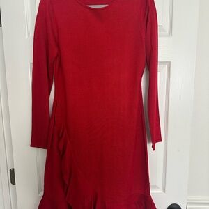 Elegant Red Long Sleeve Dress